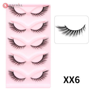 Sunywill 5 Pairs Fox False Eyelashes 3D Natural Fluffy Faux Mink Eye Lashes Cat EyeLash for Party Daily Makeup