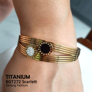 Gelang Titanium Elegan Mewah Scarlett Black and White Mata Perhiasan Fashion Import Premium Anti Luntur bisa dipakai sehari-hari awet dan aman bgt272