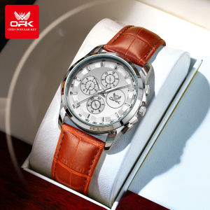 OPK Watch for Men Top Original Brand Waterproof Simple Leather/Stainless Steel Strap Suitable for Various Business Occasions