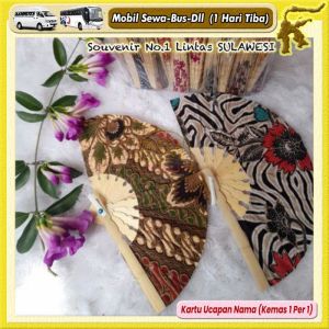 ( isi 50 pcs ) Souvenir KIPAS BATIK 18CM kemas PLASTIK Kartu Ucapan Suvenir Murah Makassar