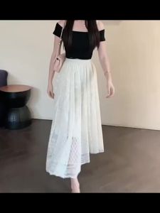 2025[40-100kg] plus size hollow fairy big swing A-line skirt versatile sweet A-line long skirt8/27