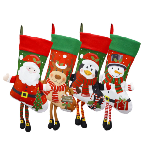 Christmas Stocking Snowman Santa Deer Optional Hanging Socks Kids Candy Holder Holiday Home Decoration