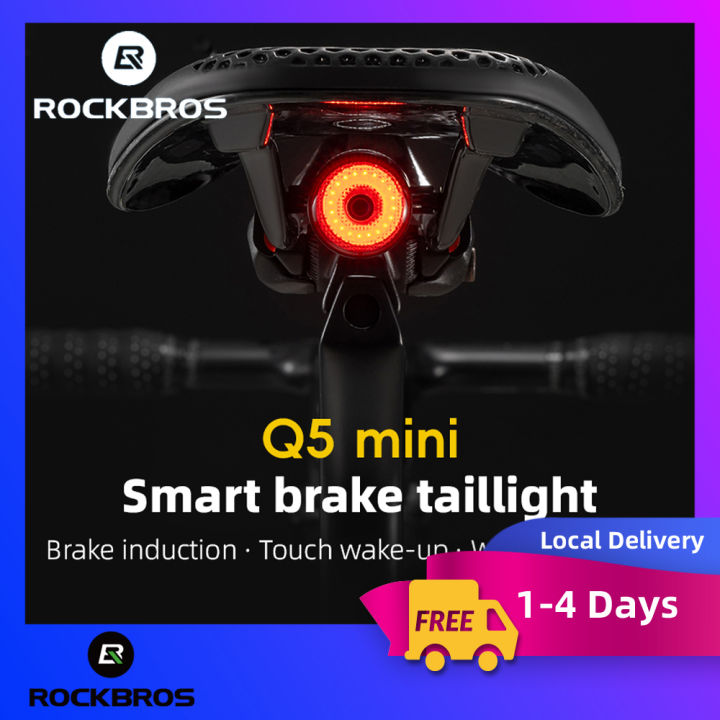 ROCKBROS Bike Tail Light - Anti-Lost Brake Sensing USB Rechargeable LED Safety Light For Night Riding