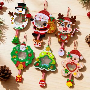 XYAX Santa Claus DIY Christmas Pendant Elk Christmas Wreath Shaking Sequins Christmas Toy Handmade Christmas Tree Xmas Non-Woven Charms Kindergarten