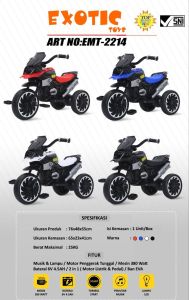 Sepeda Exotic EMT2214 Motor Aki n Ride-On Toys 2in1 Motor Gowes dan Aki Musik n Lampu Mainan