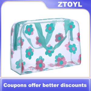 【ZTOYL】 Trong Suốt PVC Trang Điểm Túi Xách Tay Của Phụ Nữ Hoa Không Thấm Nước Túi Mỹ Phẩm Du Lịch Rửa Vệ Sinh Cá Nhân Tắm Lưu Trữ Túi