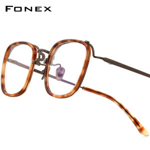 FONEX Acetate Titan Gọng kính nam thiết kế thương hiệu Cổ Điển Retro Kính mắt dáng vuông phụ nữ Full-rim Nhật Bản chất lượng cao kính tùy chỉnh kính mắt cho mắt 85730