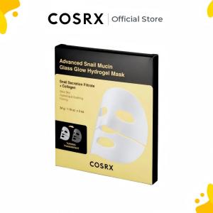 COSRX Advanced Snail Mucin Glass Glow Hydrogel Mask 3 Sheets Snail Secretion Filtrate Collagen Hydrating Soothing Firming Mask Transparent Hydrogel Sheet For Dull Damaged Sensitive Skin Recovery