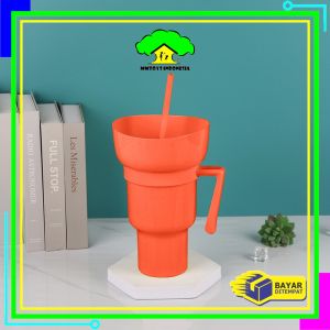 MI-C1114 Stadium Tumblr Cup dengan Wadah Makanan 2IN1 Snack Mug With Drink Cup Gelas Plastik Travel