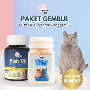 Pawsitive Vibes Vitamin Kucing Paket BULU GEMBUL untuk Nafsu Makan Badan Gemuk Bulu Lebat Gembul dan Cegah Rontok - Fish Oil Vit Kucing Untuk Nafsu Makan Dan Penggemuk Badan