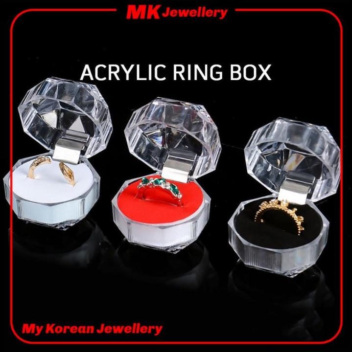 Ring jewellery box acrylic box kotak bekas cincin ring storage box