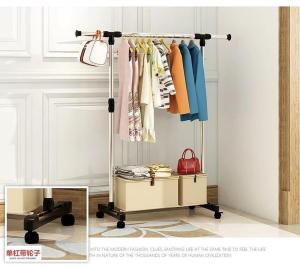 Lemari Standing Hanger Baju Pakaian Single Rak Serbaguna Dengan 4 Roda
