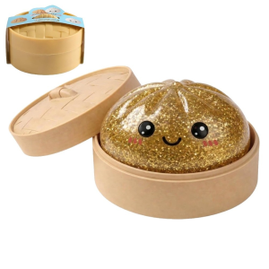 [SG] Glitter Dumpling Squishy 8cm Stress Relief Toy Glitter Fast Rebound for Office Home Relaxation Dumpling+Steam