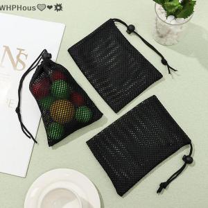 WP💓💛💖 Black White Durable Mesh Drawstring Bag Storage Pouch Multi Purpose Home Travel Outdoor Activity Laundry Bag Stuff Sack
