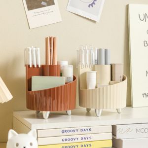 GIORGIONE 360°Rotating Pen Storage Box Multi-function Simple Makeup Brushes Holder New Tabletop Storage Stationery Organizer Shelf