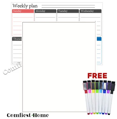 SG Stock | Fast Shipping | A3 Size Magnetic Whiteboard Weekly Planner with Marker | Kids Refrigerator Calendar & Message Board