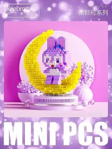 Mainan Mini Brick Moon 3D Karakter LED Kartun Bulan Bisa Nyala