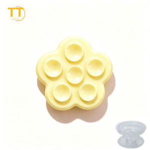 Tri-Town Multifunctional Suction Cup Phone Case Holder Silicon Wall Stand Simple Solid Color Car Bracket - Flower Shape