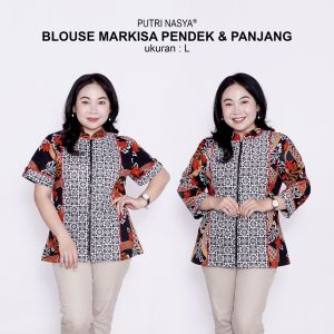 Putri Nasya Blouse Batik Big Size LD 140 Wanita Atasan Batik Jumbo L-XL-2L-3L-4L-5L-6L-7L