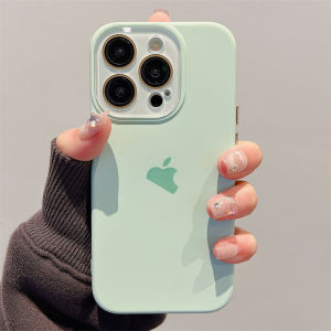 CrashStar With Logo With Glass Lens Film Liquid Silicone Soft Shockproof Phone Case For iPhone 16 15 14 Pro Max Plus 13 12 11 Pro Max Solid Color Phone Casing Cover With Velvet Inside With Full Cover Camera Protection