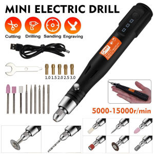 3 Speeds Adjustable 15000RPM Handheld Mini Electric Carving Pen 30W 5V USB Rechargeable Grinding Engraving Pen DIY Engraver Grinder Polishing Tools Set with Rotary Drill Bits Tools
