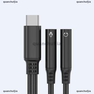[COD] quanchufjia 1ชิ้นสำหรับ Phone15 16 USB C Converter 2in1 Type C เป็น Dual 3.5MM อะแดปเตอร์เสียง DAC ไมโครโฟนเสียงสายเชื่อมต่อหูฟัง