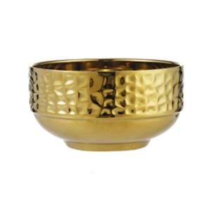 Hammered Texture Stainless Steel Bowl Heat Resistant Double Wall Construction Safe Tableware For Hot Soup Dishes