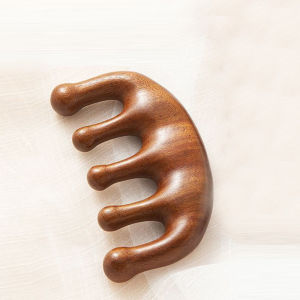 Multifunctional Head Therapy Sandalwood Comb Five-Tooth Massage plastic Wooden Wide-tooth Scalp Scraping Meridian Sikat Kayu