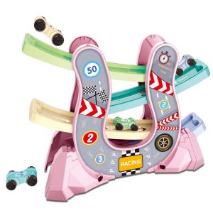 Ramp Racer with 4 Cars Vehicle Ladder Sliding Slide Car Toys Baby Early Learning Kids Educational Toddler Toys for Kids Mainan Budak Baby (3032)