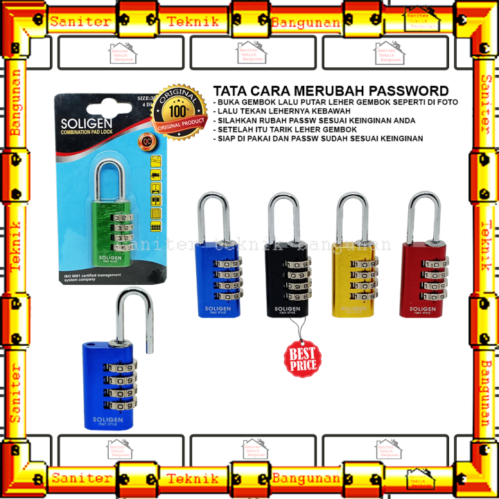 Gembok Pin Digital Gembok Koper Nomor Kecil Soligen Pin Dapat Diubah
