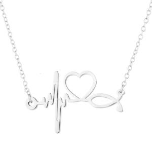 สร้อยคอพร้อมจี้กระดูกไหปลาร้าสแตนเลสพร้อมของขวัญดีไซน์การเต้นของหัวใจโซ่ไหปลาร้าทันสมัย