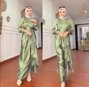 JUSI ELSYIFA DRESS SATIN SILK PREMIUM GAMIS POLOS WANITA DEWASA PESTA REMAJA KEKINIAN JUSI DRESS FREE BELT