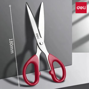 Deli 180mm Stainless Steel Scissors School Office Supply Business Cut Ribbon Tool Student Stationery Home Paper Cutter Knife