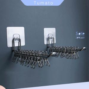 Tumato ที่แขวนติดผนังอเนกประสงค์ ที่จัดเก็บเสื้อผ้าแบบพับเก็บได้ประหยัดพื้นที่ที่แขวนกันลมที่จัดเก็บกันลื่น