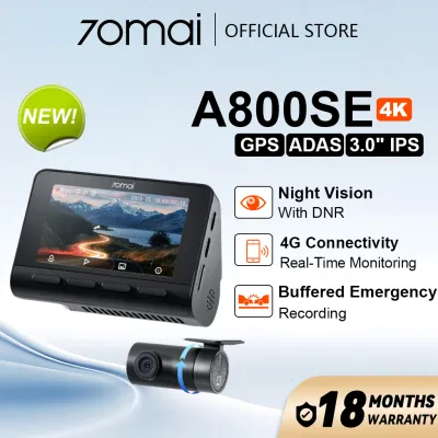 【NEW】70mai Dash Cam 4K A800SE Dashcam Dual-Vision 30 FPS Car Camera RC22 WiFi Car Camera APP Control Built-in GPS Dashcam With 4G Connection