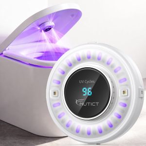 NUTICT UVC Toilet Sanitizer Light Auto Turn On/Off Fits Most Toilet Lid 180 Seconds Sanitize 2000mAh Rechargeable Battery Safe to Use Tool-Free for Home Guest Room Hotel Shared Bathroom White