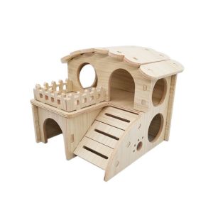 JNFGTV Removable Hamster Solid Wood Small House Small Pet Villa Hamster Seesaw Hamster Swing Practical DIY Pet Playground House For Golden Silk Bear