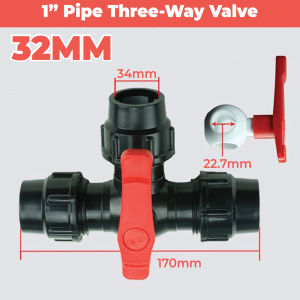 20mm 25mm 32mm HDPE Poly Tee Ball Valve Stopcock PE Connector Tube Pipe Irrigation System Stop Tap Valve Compression