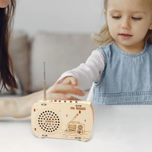 NUBE Wooden Radio Model Kit Mechanical Assembly Hands-On Learning Scientific Training Experimental Kits Creative DIY Craft Wood Radio Material Set Science Education