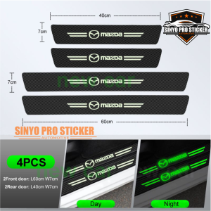 Model baru stiker karbon mobil 3D bercahaya Door Sill Plate Guard Pintu Mobil daihatsu suzuki mitsubishi honda toyota ford bmw wuling yhundai dll warna NEON custom text 1/4/5/8/9