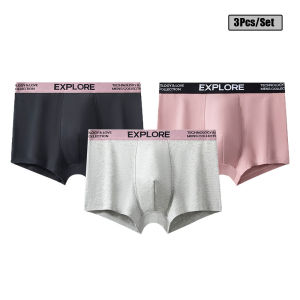 3Pcs Mens Underwear Hombre Panties Mid-Rised Boxershorts Breathable Cotton Underpants Solid Color Boxer Shorts L-3XL