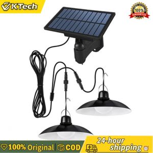 【Free Shipping】 Outdoor Solar Pendant Light Double-Head with Remote Control for Garden Patio Waterproof Weatherproof Garden Decor