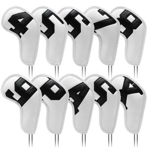 BLACKON Golf Fan Supplies 10Pcs Men and Women Gradients 4-9 ASPX PU Leather Golf Wedge Cover Golf Iron Covers Golf Club Head Covers Protective Cover