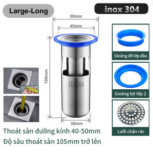 Phụ kiện ngăn mùi hôi nhà tắm Thoát Sàn Chống Côn TrùngInox Sus 304 Lắp4 kích cỡ