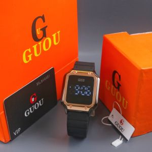 Paket Box Exclusive Small + Paper Bag / Jam Tangan Guou Digital Kotak VA-846NR / Jam Tangan Fashion Wanita Tali Rubber Diameter 38 cm