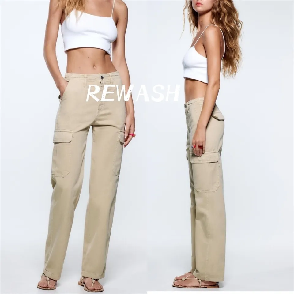 Y2K 6 Pocket Cargo Pants HighWaist Casual Straight Pants for women Baggy  Pants Unisex Khaki/brown