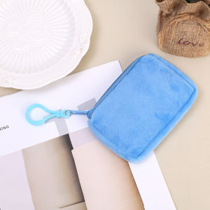 1 PC Cute Plush Mini Coin Purse Candy Colors Storage Bag Keychain for Women Girl Headphone Pouch Pendant Keyrings