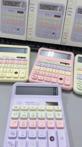 💖Ready Stock💖Dopamine Color Calculator 12 Digits Solar Desktop Calculator Cute Pastel Office School Calculator