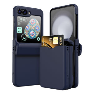 Luxury Card Holder Slot Matte Case for Samsung Galaxy Z Flip 6 5 4 3 7 8 flip6 Wallet Solid Color Hinge Full Protection Cover
