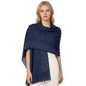 NOBLELUX Solid Color Women Chiffon Shawl Soft Rhinestone Sparkling Sheer Wrap Fashion Thin Party Scarf for Wedding Prom Evening Dresses